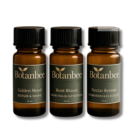 Botanbee Hot Oil Hair Treatment Ampoule Trio – Repair, Hydrate & Nourish | 3 Piece Natural Botanical Scalp & Hair Oil Set