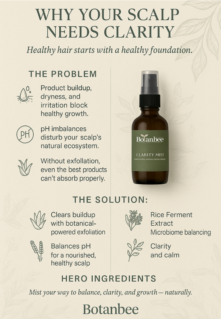 Clarity Mist Scalp Exfoliating Spray for Itchy or Flaky Scalp – Balancing Rosemary & Peppermint | 60 ml