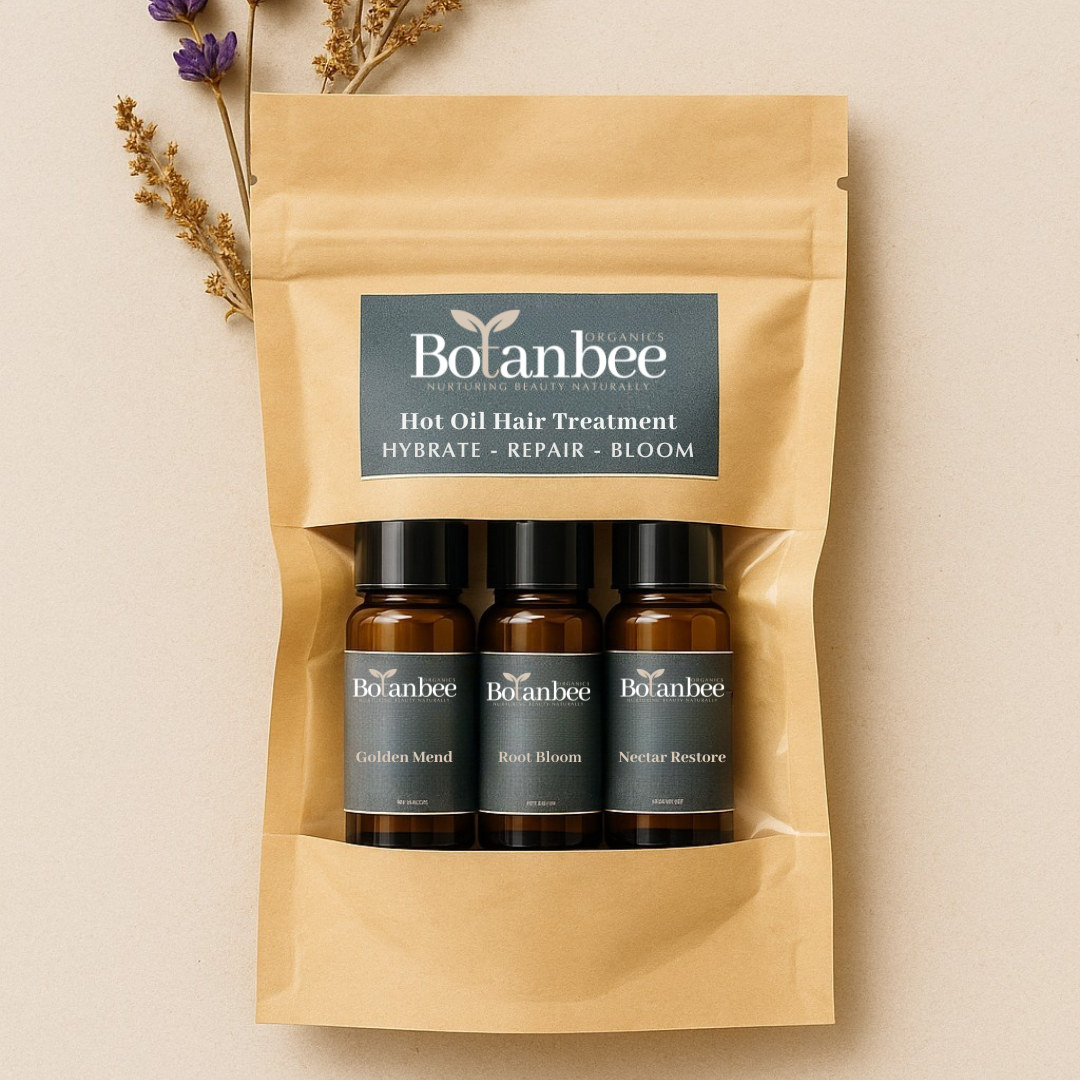 Botanbee Hot Oil Hair Treatment Ampoule Trio – Repair, Hydrate & Nourish | 3 Piece Natural Botanical Scalp & Hair Oil Set