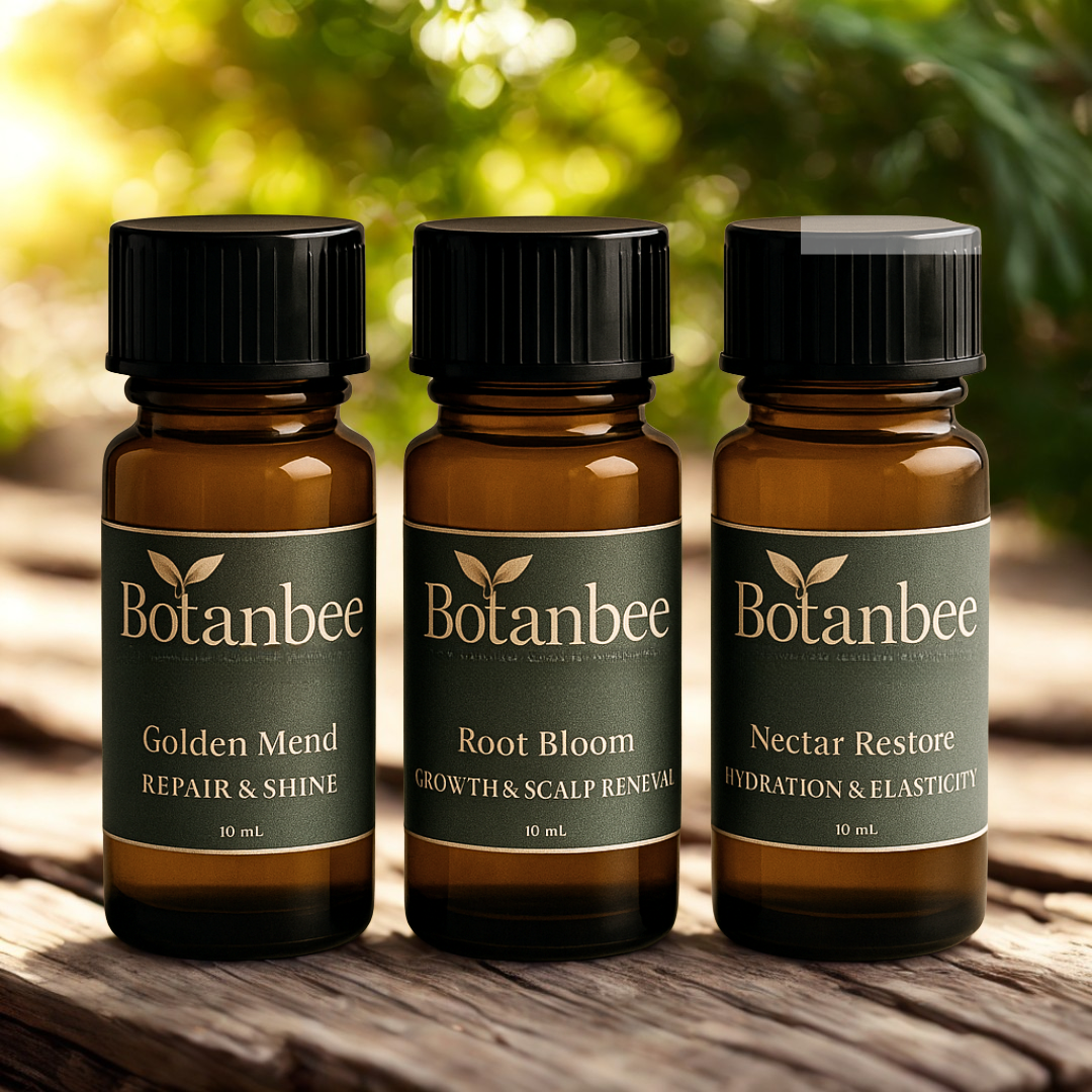 Botanbee Hot Oil Hair Treatment Ampoule Trio – Repair, Hydrate & Nourish | 3 Piece Natural Botanical Scalp & Hair Oil Set